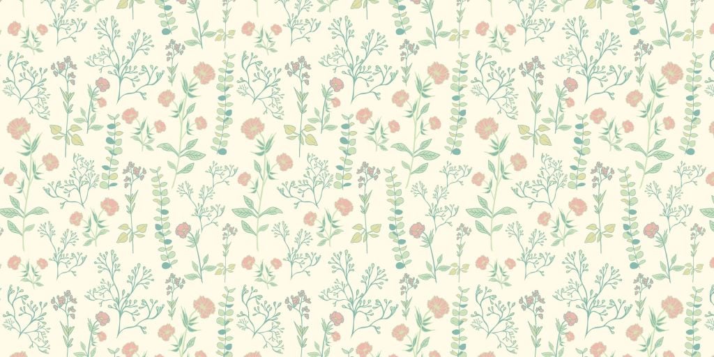 Meadow flowers in light green and pastel pink tones